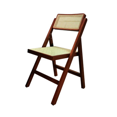 Elegant Black Foldable Wooden Rattan Dining Chair for Events, Home, Weddings