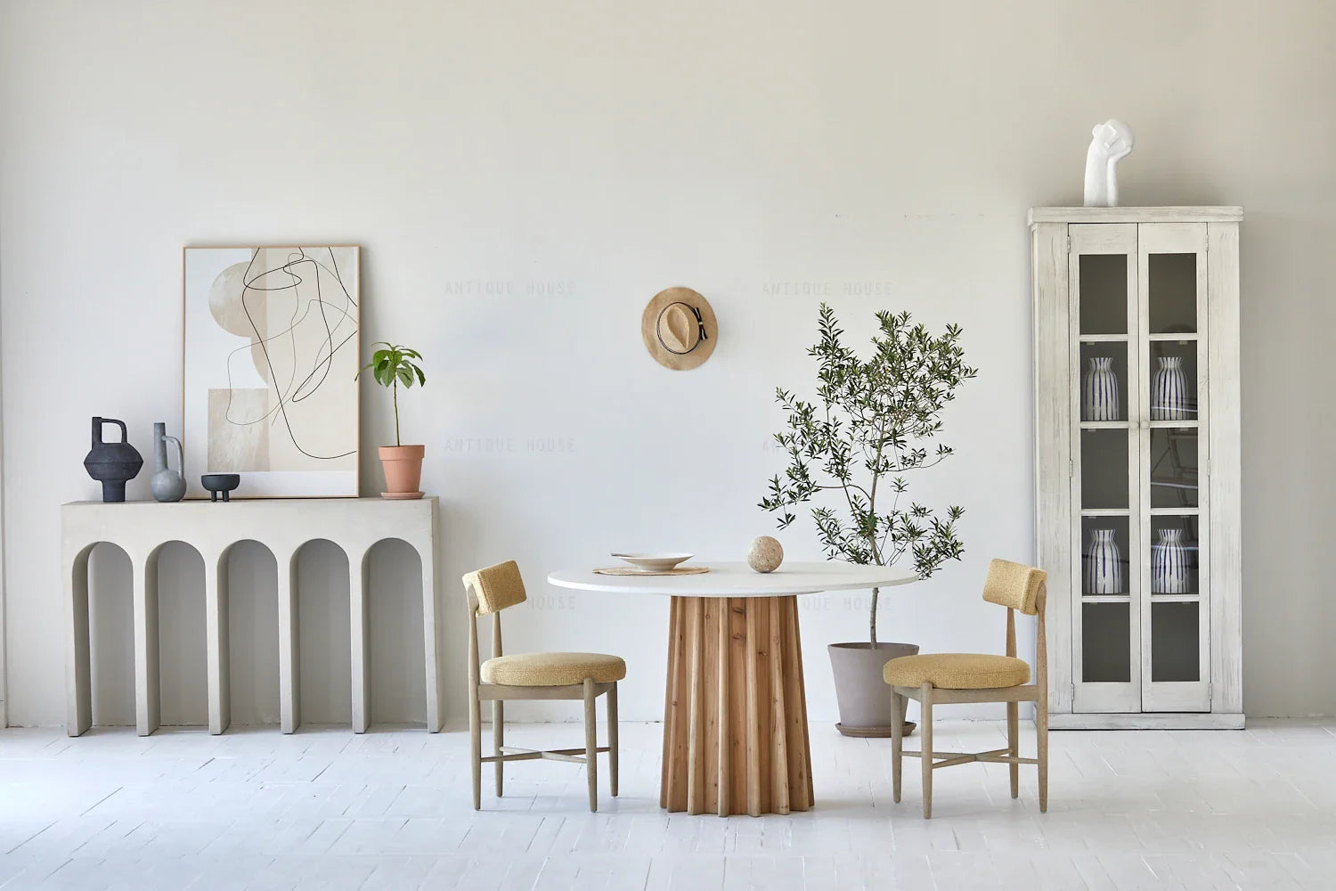 Modern Concrete Console Table - Japandi Nordic Minimalist Living Room Entryway Furniture