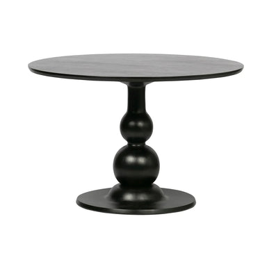 Popular Style Round Black Oak Wood Dining Table with Wooden Top, Modern Design