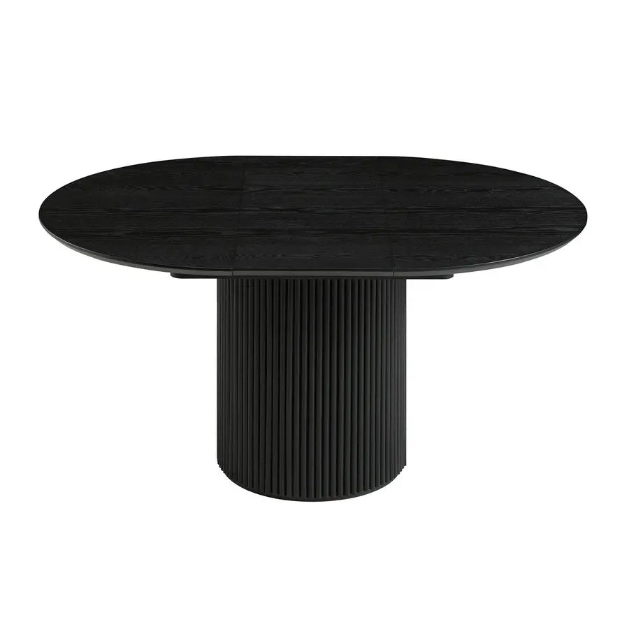 American Style Round Extendable Solid Oak Pedestal Fluted Dining Table