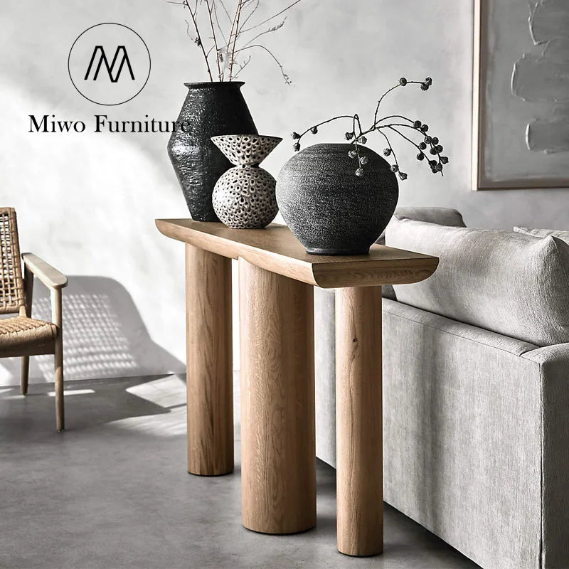 Luxury Modern Solid Wood Narrow Rectangle Entrance Hallway Console Table
