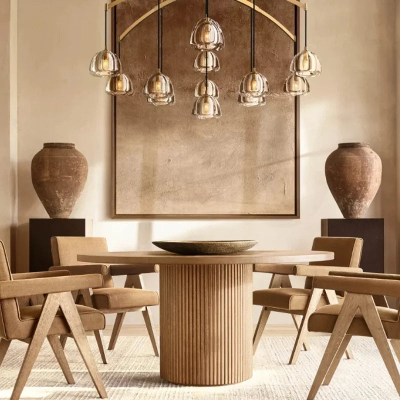 Luxury American Boutique Solid Wood Dining Table and Chair Set