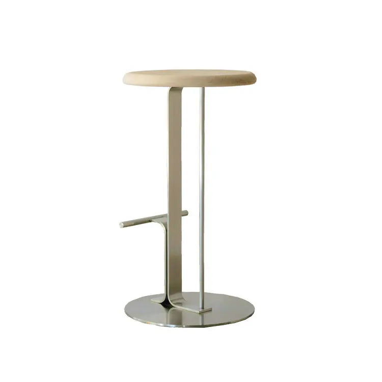 Modern Wooden Bar Stool with Leather Seat, High Counter Chair