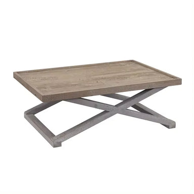 French Country Rustic Recycled Pine Coffee Table, Hand-Painted Dual Tone, Vintage Design