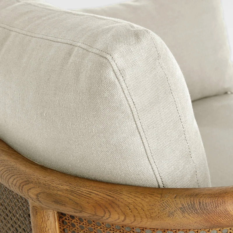 Modern Natural Rattan Wood Frame Armchair for Living Room Occasional Seating