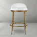 Vintage White Faux Leather Swivel Counter Stool with Brass Accents Barstool