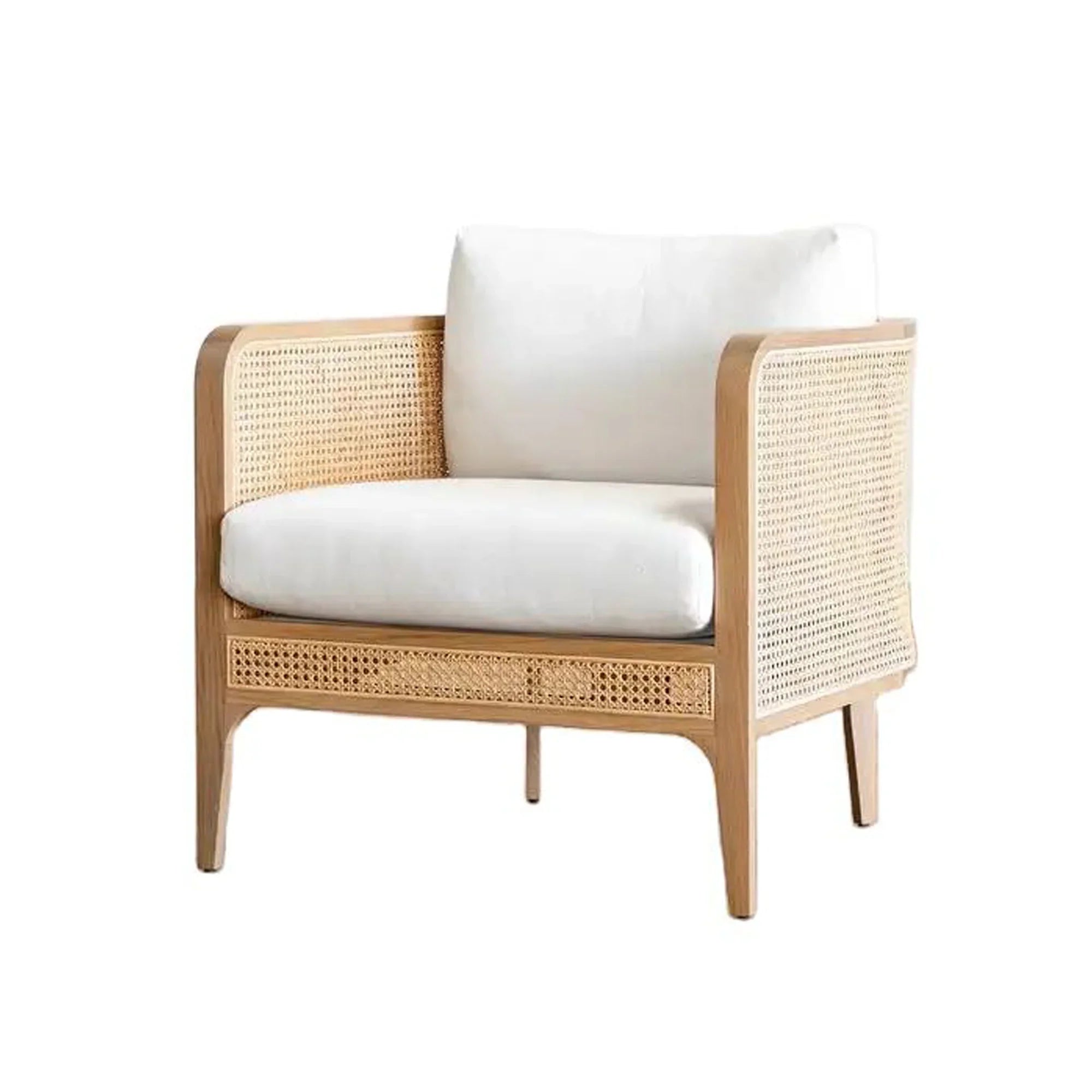 Nordic Rattan Cane Frame Occasional Chair for Living Room and Home Office