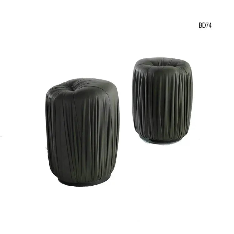 Luxury Velvet Round Pouf Ottoman, Modern Adjustable Color Bench