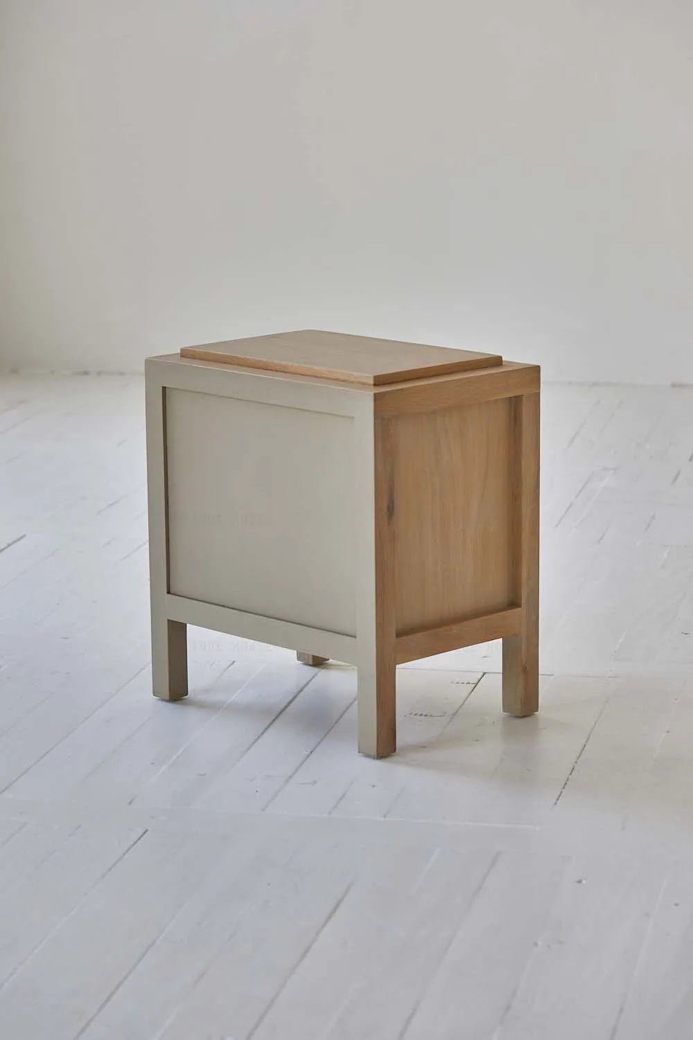 Boho Rattan Oak Wood Nightstand Bedside Table with French Country Charm