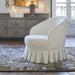 Elegant White Skirt Fabric Upholstered Oak Wood Living Room Lounge Chair