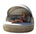 Commercial Project Grade Round Rattan Daybed With Retractable Canopy
