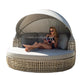 Commercial Project Grade Round Rattan Daybed With Retractable Canopy