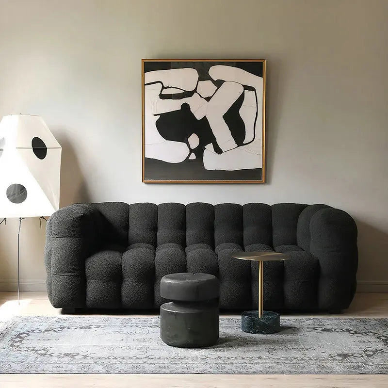 Plush Modern French Scandinavian Boucle Modular Sectional Living Room Sofa