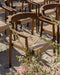 Durable Solid Oak Wood Low Back Arm Dining Chair with Woven Rush Seat