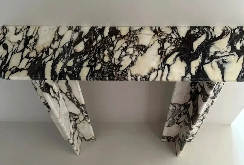 Elegant Hand-Carved Calacatta Viola Marble Console Table for Luxury Living Spaces