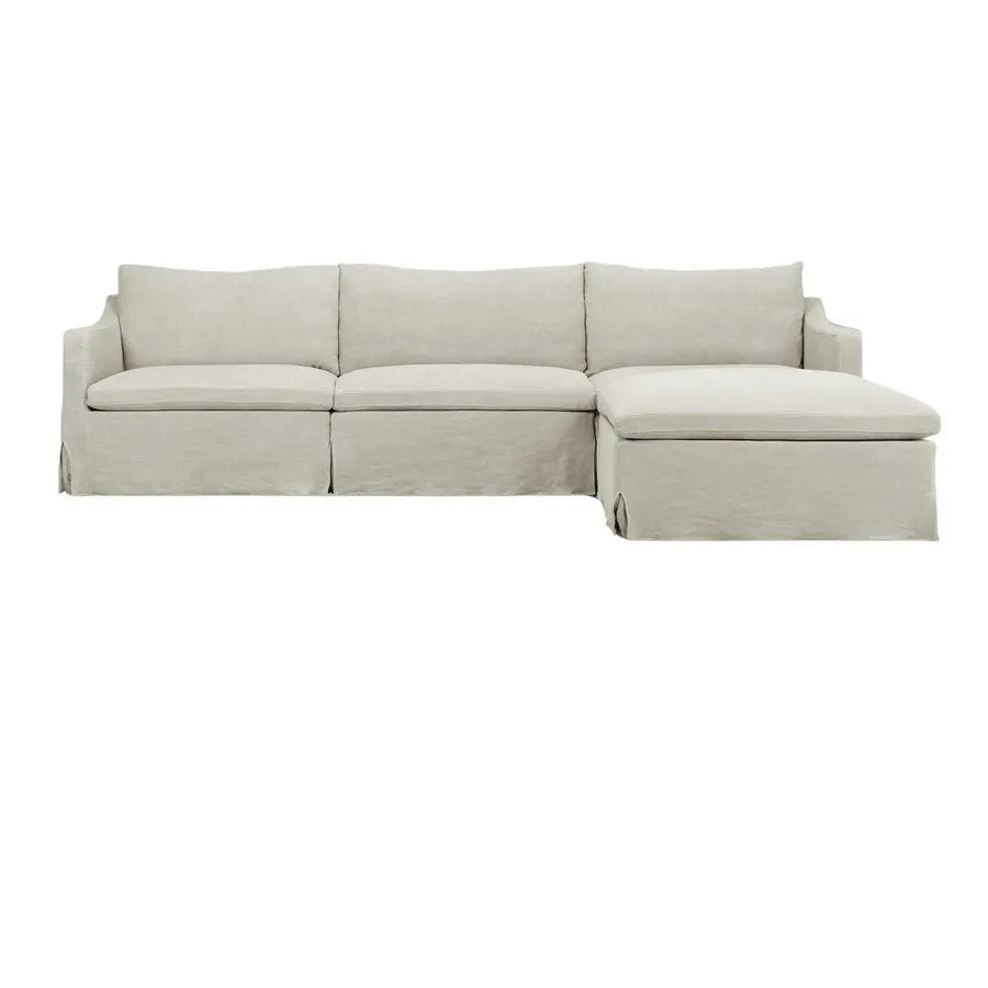 Modern Large I-Shape Cloud Couch Grey Linen Modular Sectional Sleeper Sofa