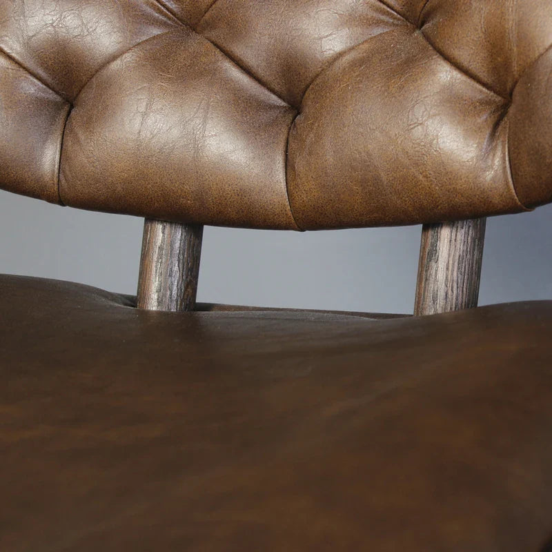 Elegant Modern Leather Dining Chair, Premium Oak Frame, Luxury Restaurant Hotel Home Seating