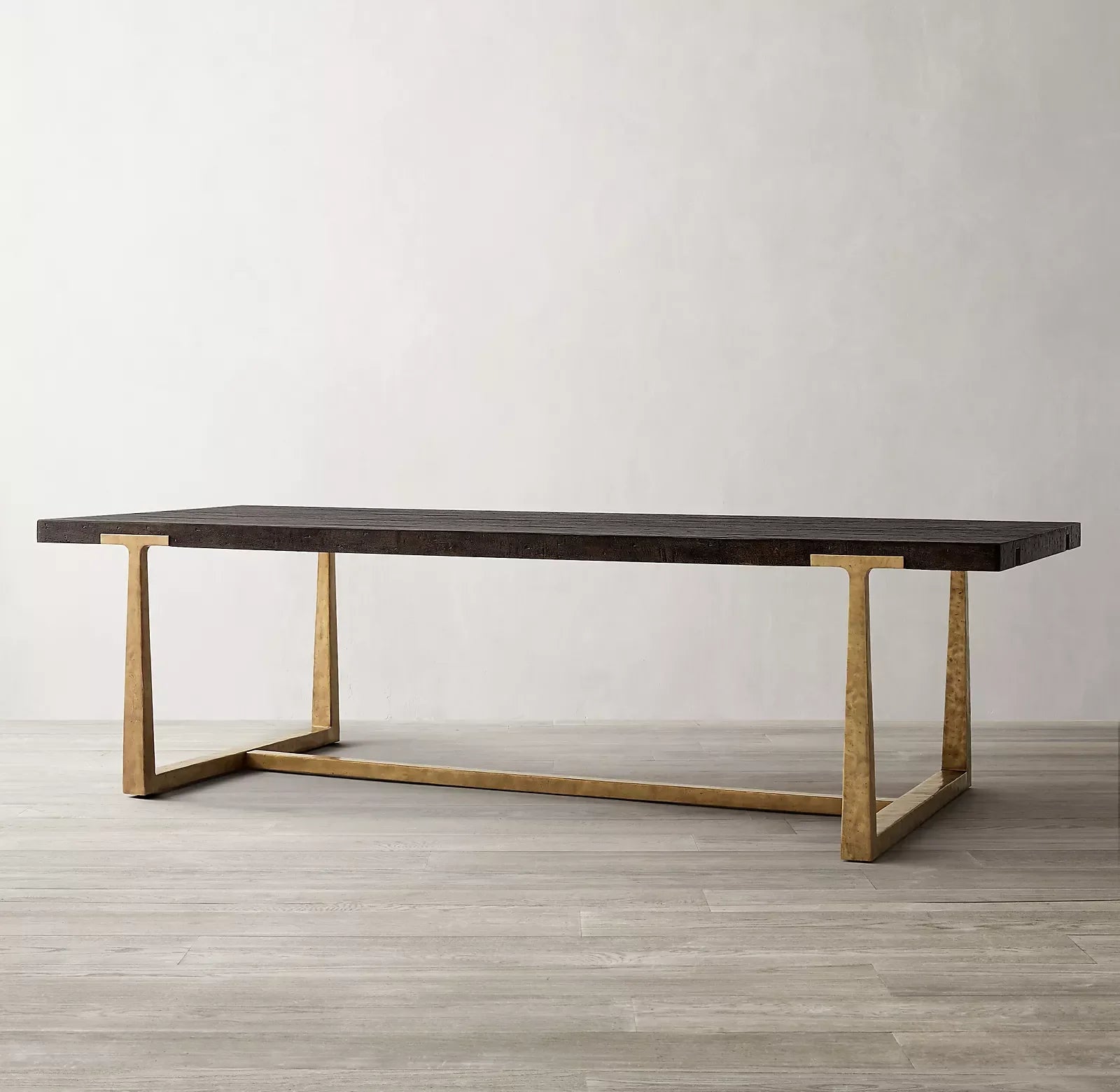 American Rustic Solid Oak Wood Dining Table, Forged Craftsmanship, Custom Sizes