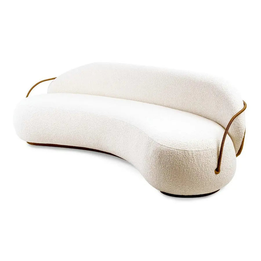 Elegant Modern Curved Velvet Sofa White Luxury Living Room Couch