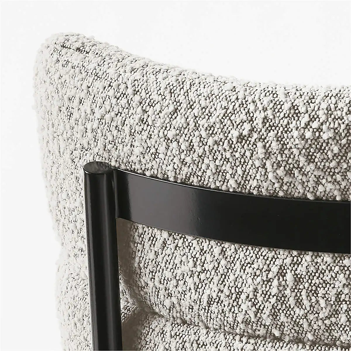 Chic Gray Boucle Dining Armchair: Modern Luxury Seating with Durable Metal Legs