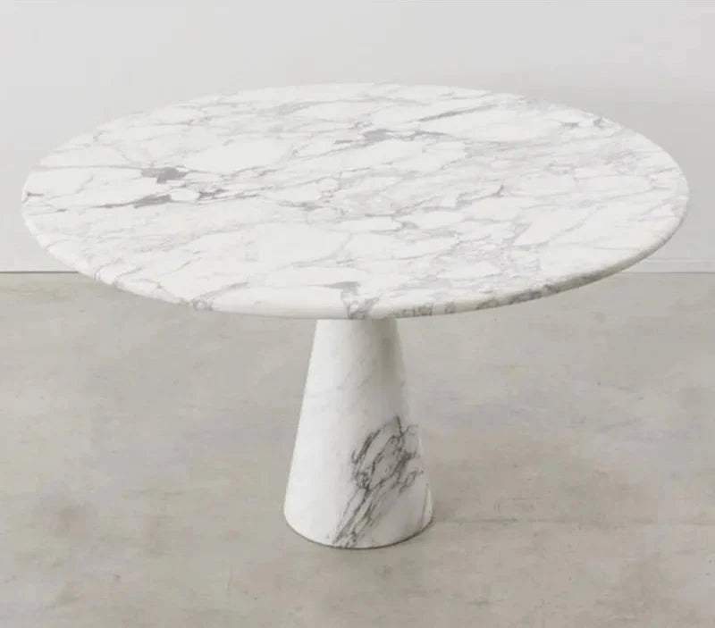 Exquisite Arabescato White Marble Round Dining Table, Natural Stone, Modern Design