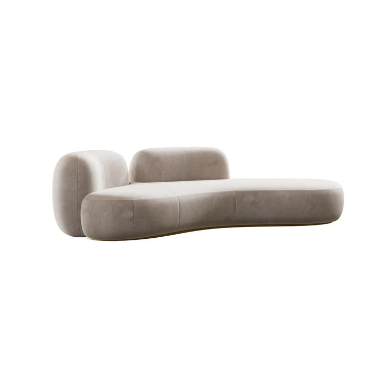 Modern Velvet Curved Sofa Living Room Furniture, Luxury Three-Seat Designer Couch
