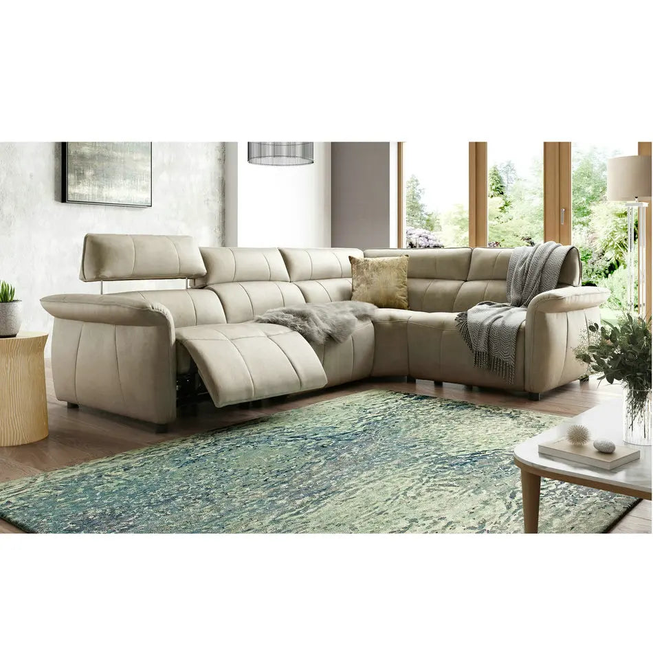 Luxurious Electric Recliner Corner Sectional Sofa, Adjustable Velvet Suede Home Theater Couch