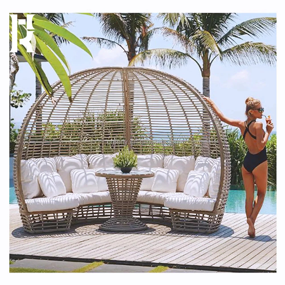 Project-Grade Weatherproof Rattan Outdoor Sunbed With Reinforced Aluminum Frame
