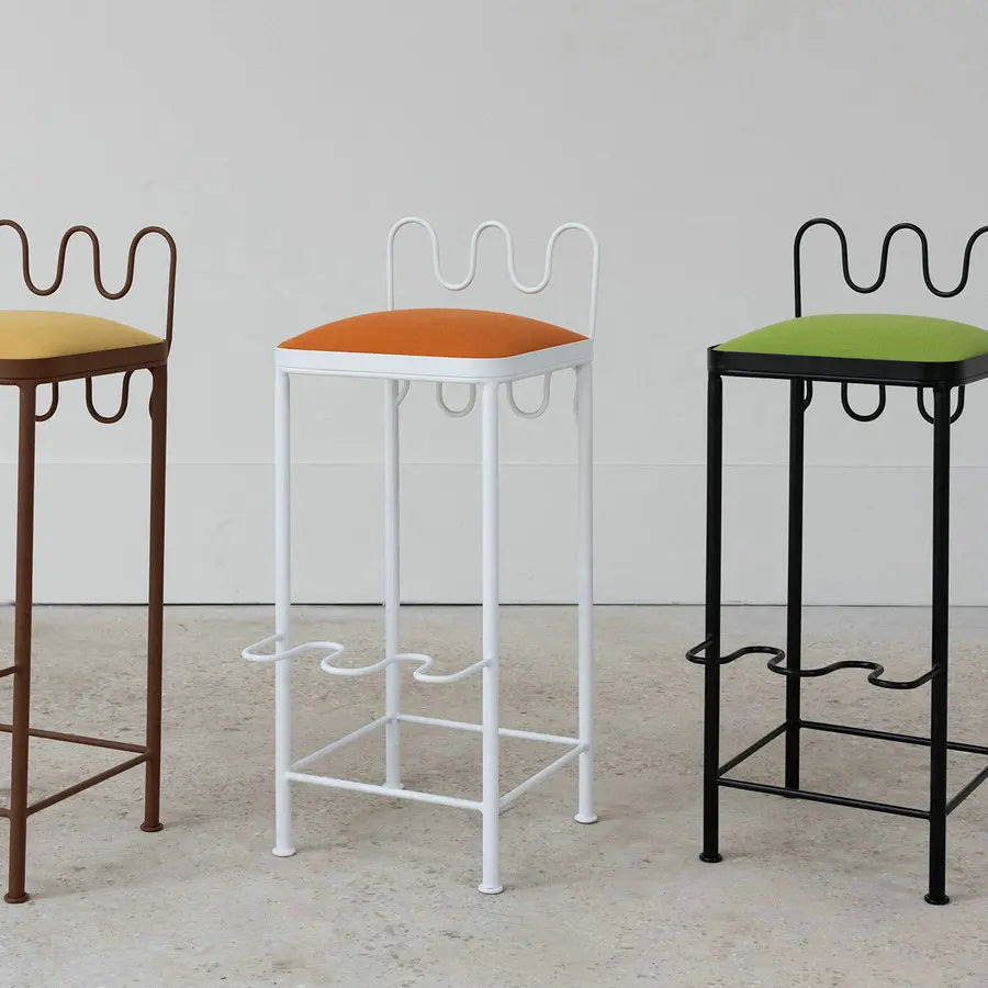 Elegant White Mid-Century Modern Counter Height Kitchen Island Bar Stool