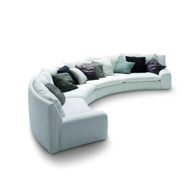 Modern Curved White Leather Sectional Sofa - Luxury Living Room Couch