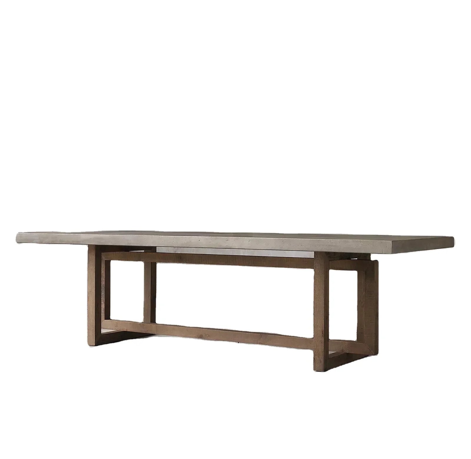 Modern Solid Wood Dining Table with Durable Cement Top for Home