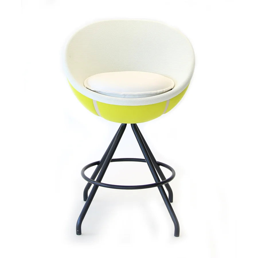 Modern Swivel Volley Tennis Ball Bar Stool with Black Metal Base