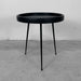 Solid Oak Round Side Table, Black Metal Legs, Living Room Accent