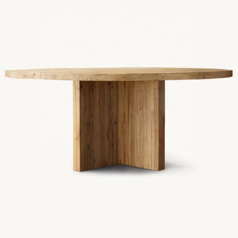 Elegant Solid Oak Round Dining Table for Luxury Homes and Commercial Spaces