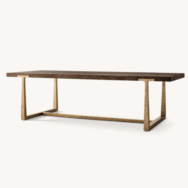 Vintage Industrial Extendable Dining Table - Solid Wood Veneer - Customizable Design