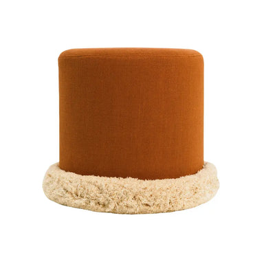 Chic Velvet Round Ottoman Bench with Fringe Tassels, Modern Wood Pouf Chair