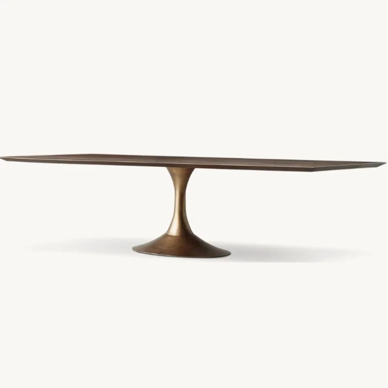 Vintage Solid Wood Metal Dining Table, Customizable for Home & Restaurant