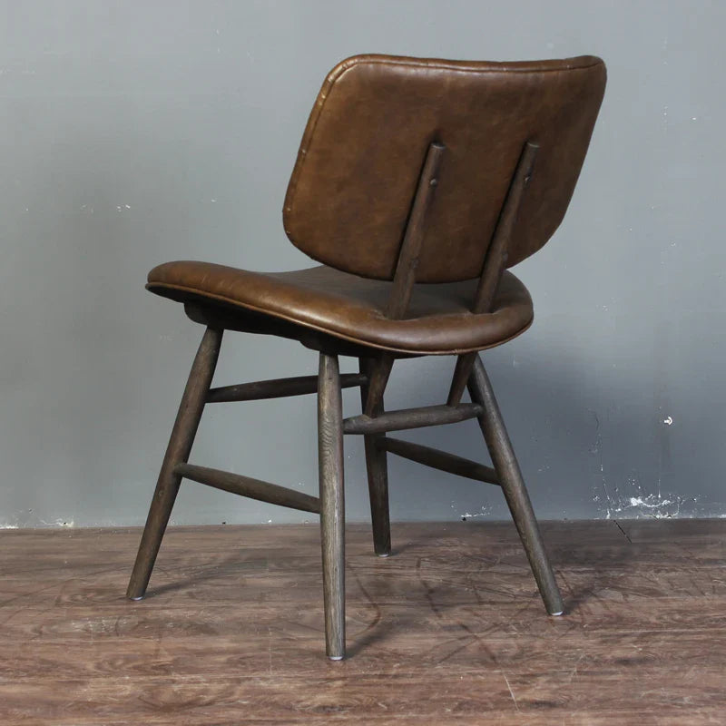 Elegant Modern Leather Dining Chair, Premium Oak Frame, Luxury Restaurant Hotel Home Seating