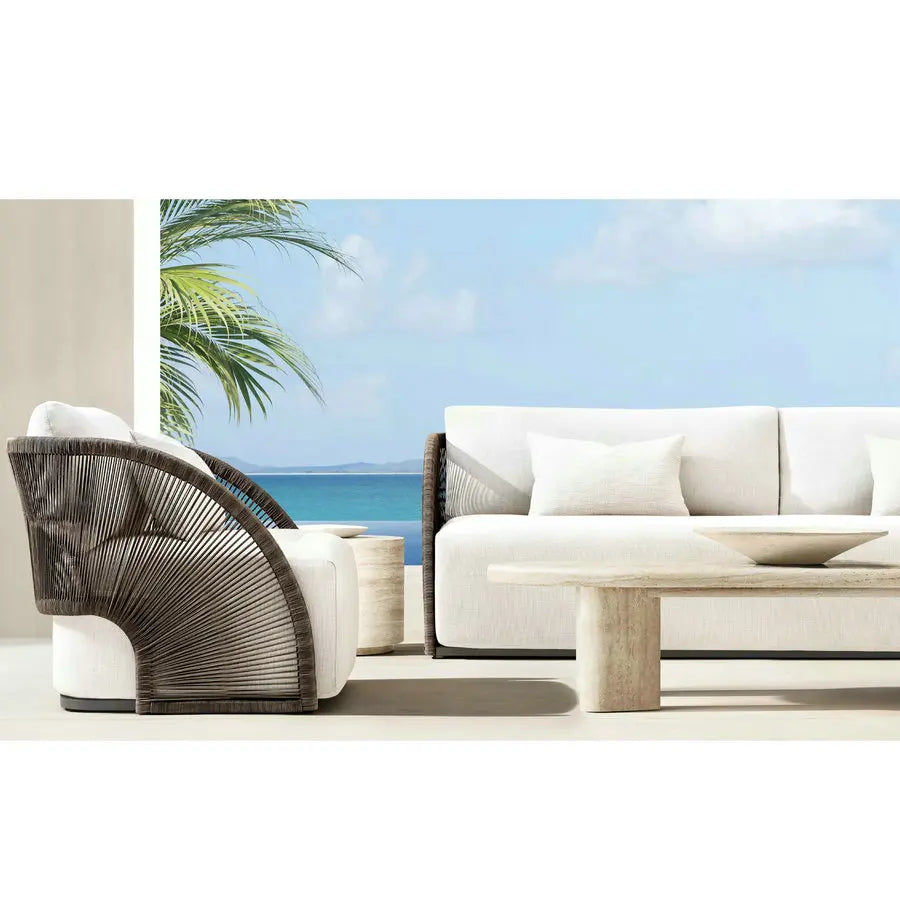 Luxury Modern Aluminum L-Shape Outdoor Sectional Sofa Set with Waterproof Rattan