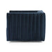 Luxurious Blue Velvet Swivel Club Chair: Modern Channel Tufted Home & Hotel Seating
