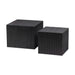 Modern Black Oak Fluted Barrel Square Side Table for Living Room