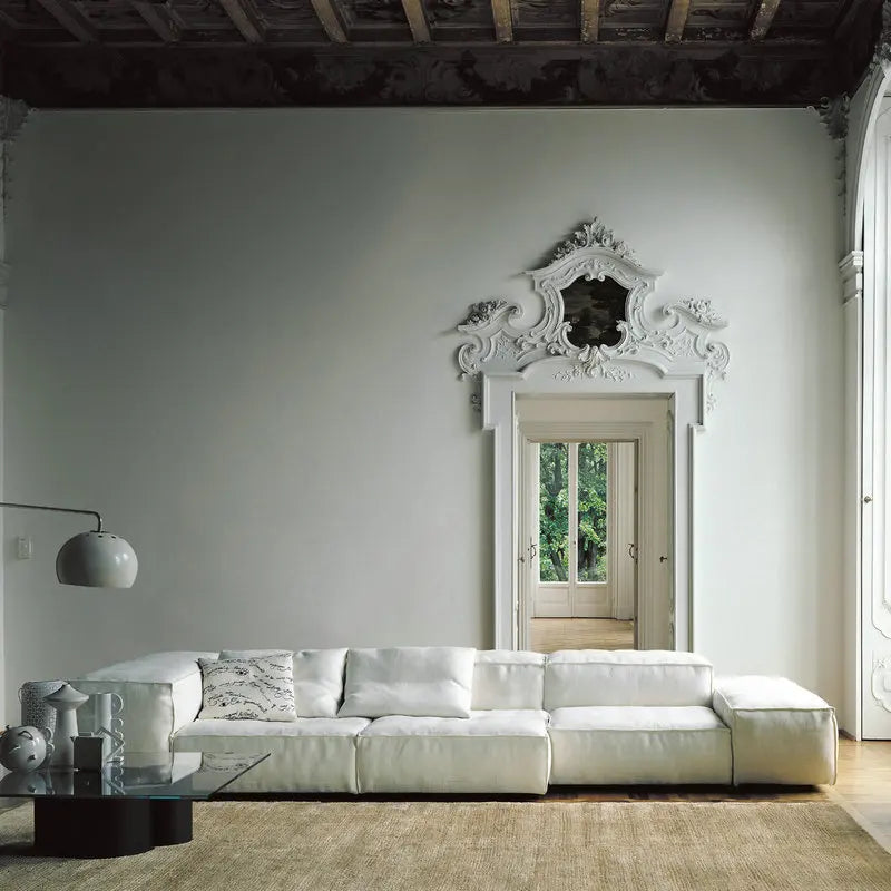 Luxurious Italian Minimalist Modular L-Shaped Sectional Sofa with Sleeper Function