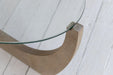 Elegant Oak Japandi Wabi-Sabi Coffee Table with Tempered Glass Top
