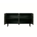 Modern Luxury Oak Wood Sideboard Buffet with Black Metal Textured Storage Cabinet