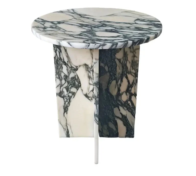 Elegant Green Italian Marble Side Table - Durable Modern Coffee Table Accent