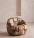 Luxury Italian Vintage Living Room Sofa Chair with Swivel Brass Accents