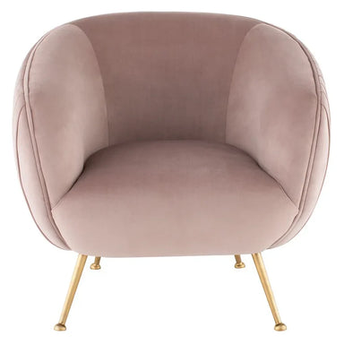 Luxurious Blush Velvet Sofia Accent Chair, Modern Stainless Steel Leisure Living Room