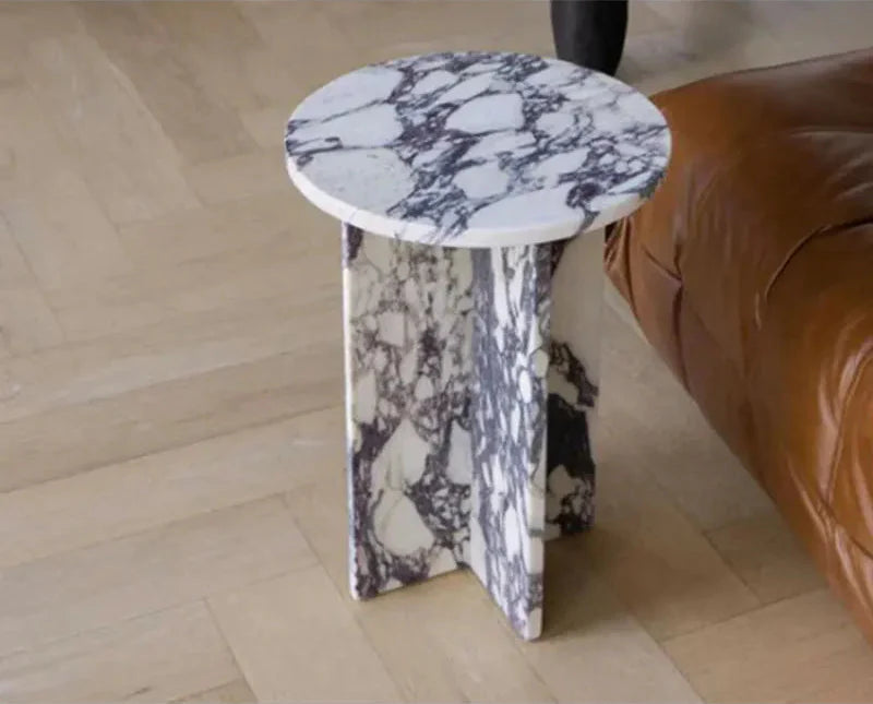 Tostone Elegant Round Marble Side Table for Living Room Decor
