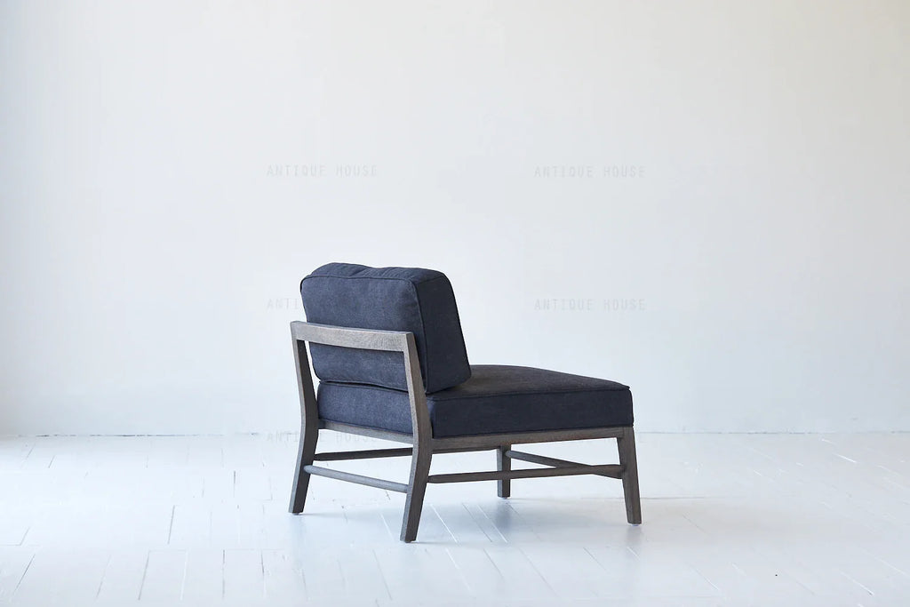 Elegant French Japandi Single Seater Wood Back Leisure Chair Sofa