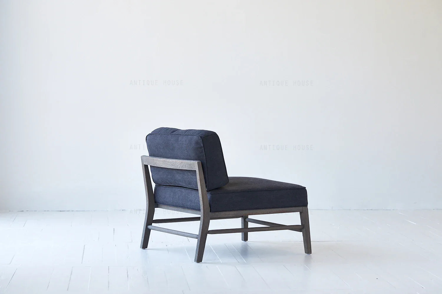 Elegant French Japandi Single Seater Wood Back Leisure Chair Sofa
